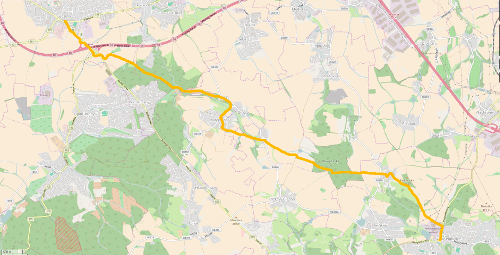 Mapa ŽTZ vyznačené trasy z roku 2016, mapový podklad OpenStreetMap