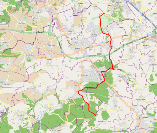 Mapa vyznačené trasy z roku 2010, mapový podklad OpenStreetMap